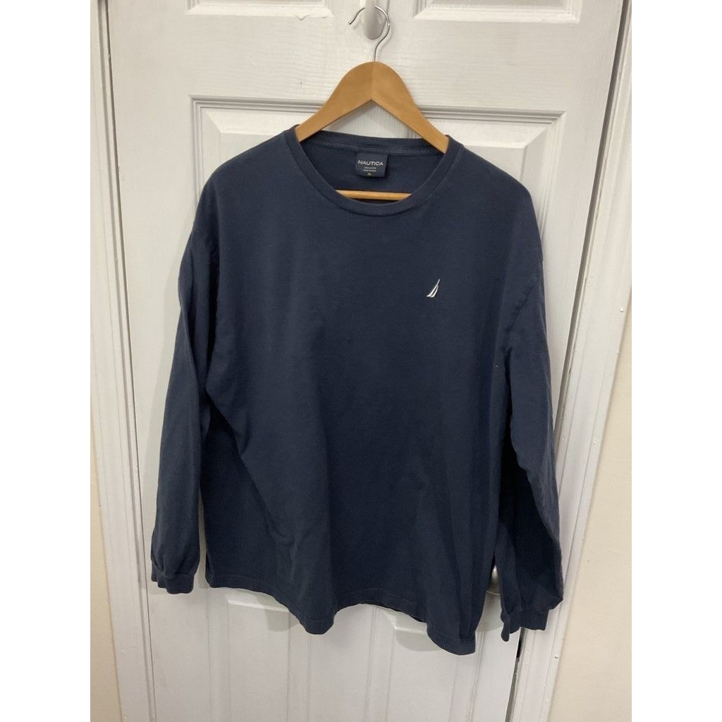 Nautica Men's Navy Blue Long Sleeve Cotton T-Shirt Xl